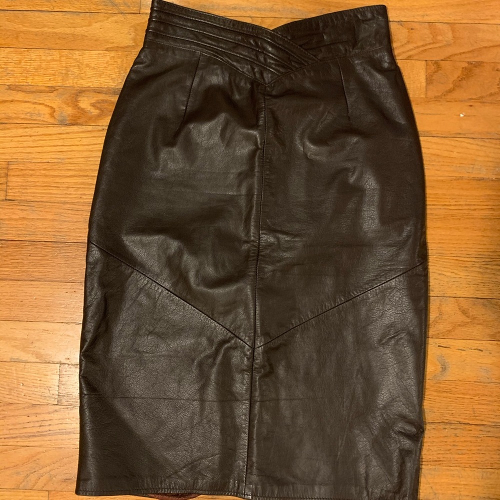 Vintage leather midi skirt